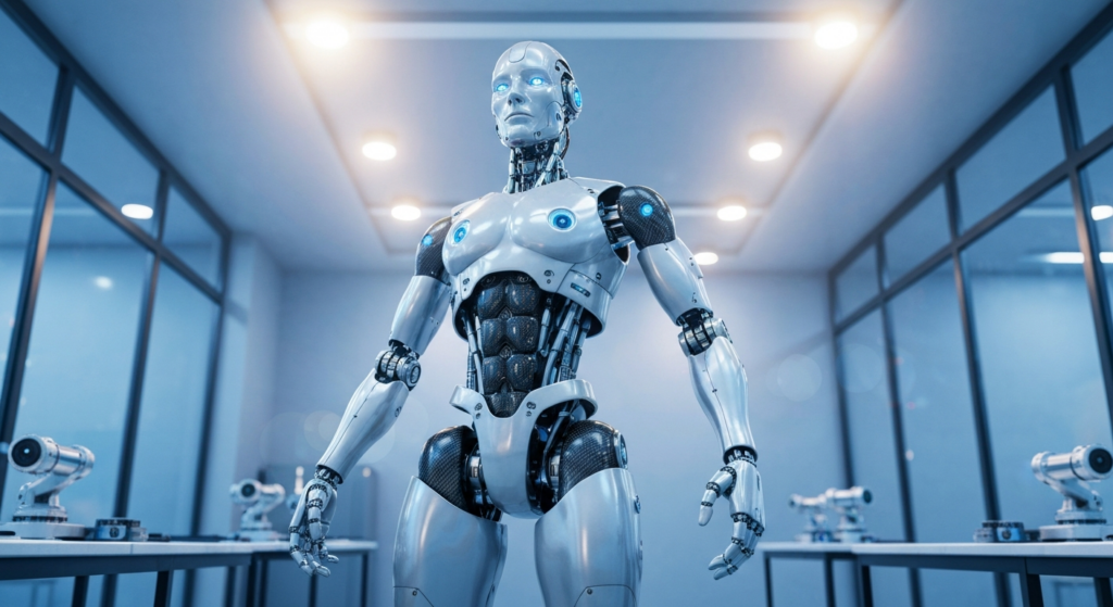 Humanoider Roboter 2026 mit fortschrittlicher KI-Technologie in moderner Umgebung