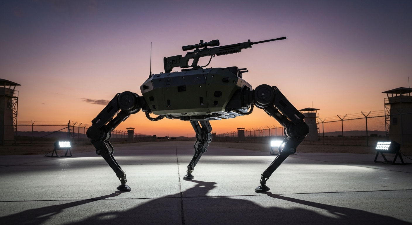Ghost Robotics Vision 60 vierbeiniger Kriegsroboter mit Scharfschützensystem im Einsatz